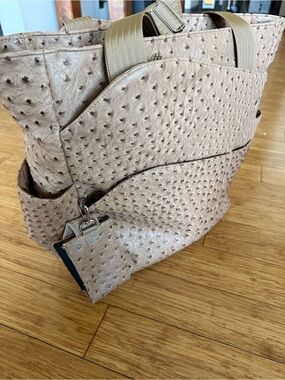 Double Racket Tennis Tote-  Jetpac Tan Ostrich-Textured Bag